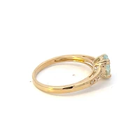 10K Yellow Gold 0.65cttw Aquamarine and 0.04cttw Diamond Ring, size 7