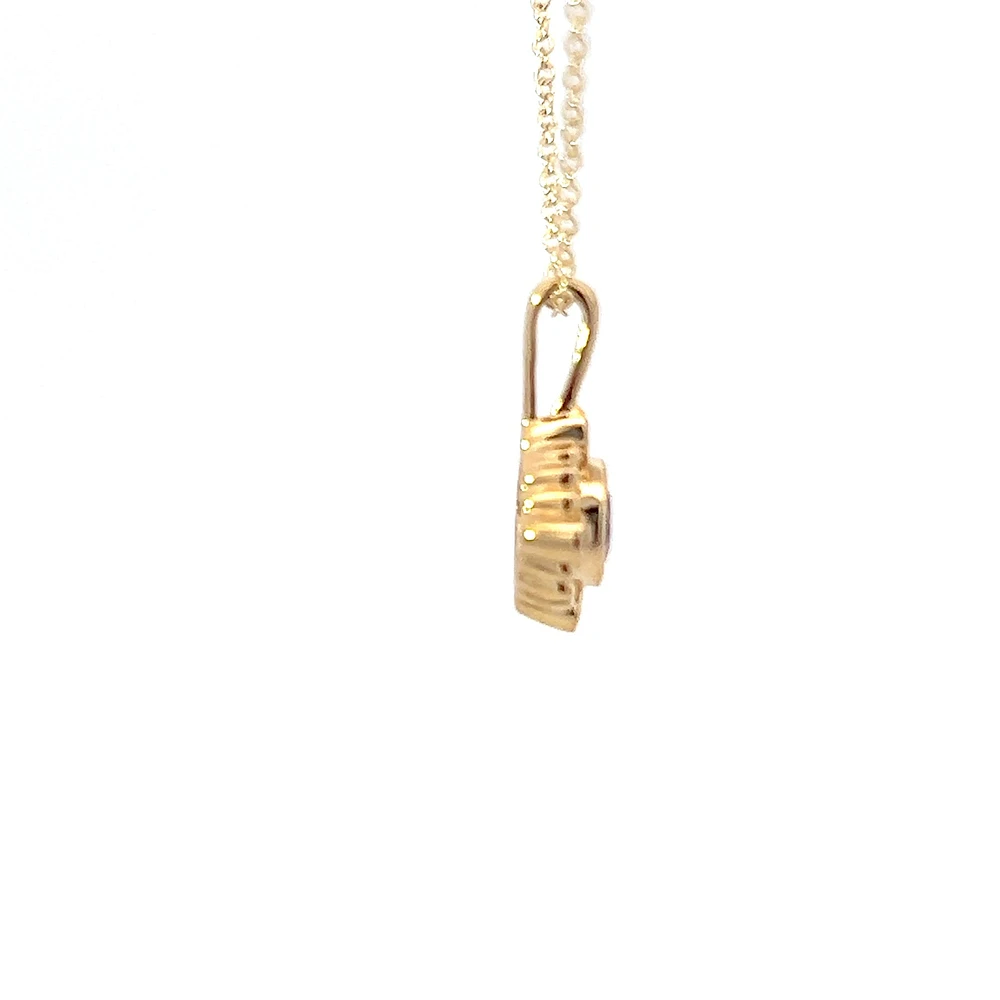 10K Yellow Gold Amethyst and Diamond Pendant - 18 inches