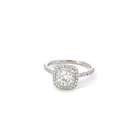 18K White Gold 0.95cttw Lab Grown Diamond Double Halo Engagement Ring