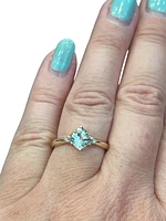 10K Yellow Gold 0.76cttw Aquamarine and 0.008cttw Diamond Ring, size 7
