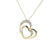 10K Yellow Gold 0.068cttw Diamond Heart Pendant, 18"