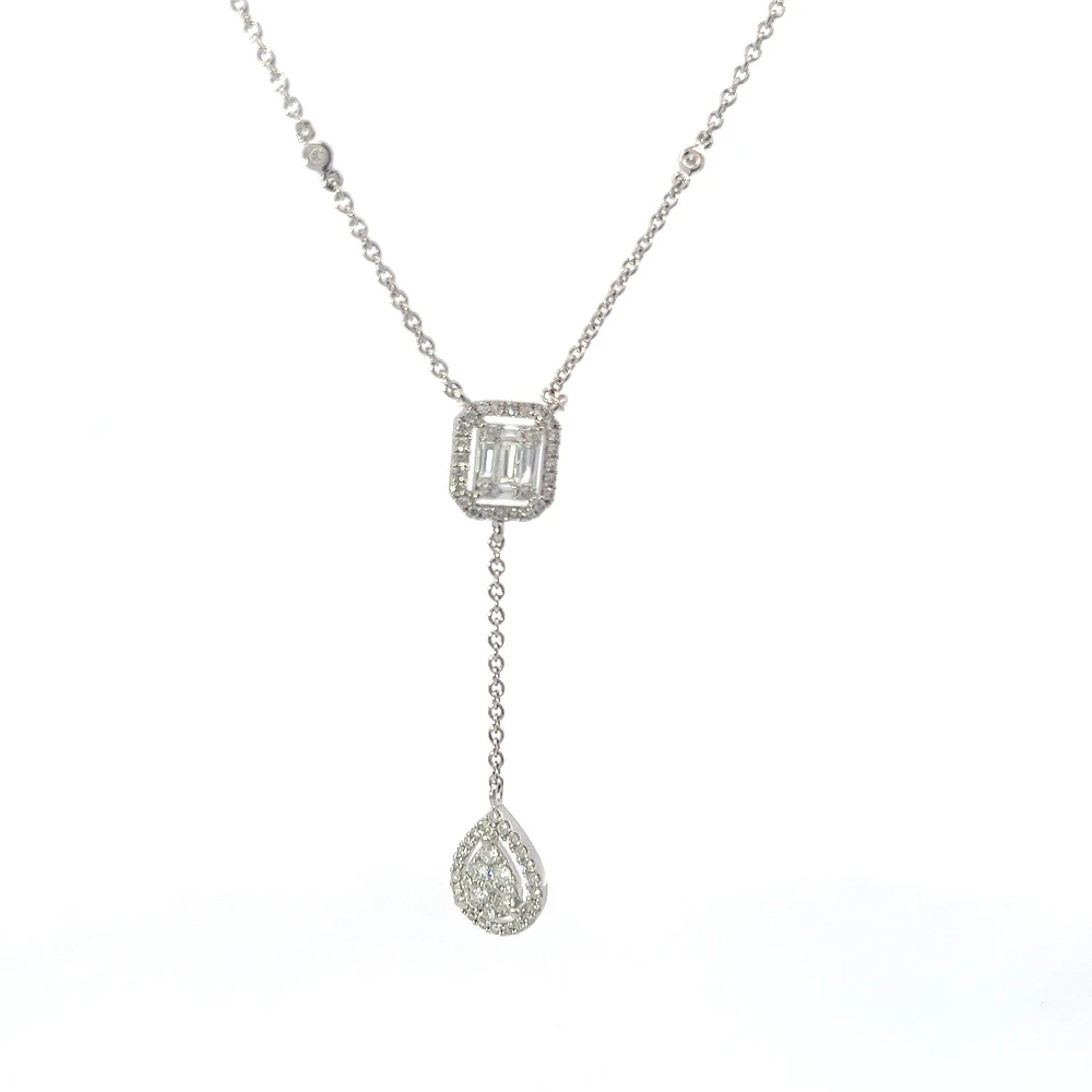 14K White Gold 0.65cttw Diamond Necklace, 18"