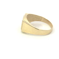 10K Yellow Gold 0.016cttw Diamond Gents Signet Ring, 10 - / 7