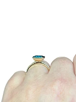 14K Yellow Gold  1.28cttw Blue Topaz and 0.14cttw Diamond Ring - Size 6