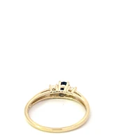 10K Yellow Gold Sapphire and Diamond 3 Stone Ring - Size 6