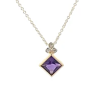10K Yellow Gold Amethyst and Diamond Necklace