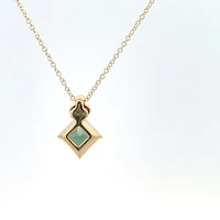 10K Yellow Gold Created Alexandrite and Diamond Necklace