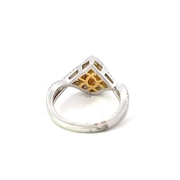 18K White Gold Fancy Yellow and White Diamond Ring