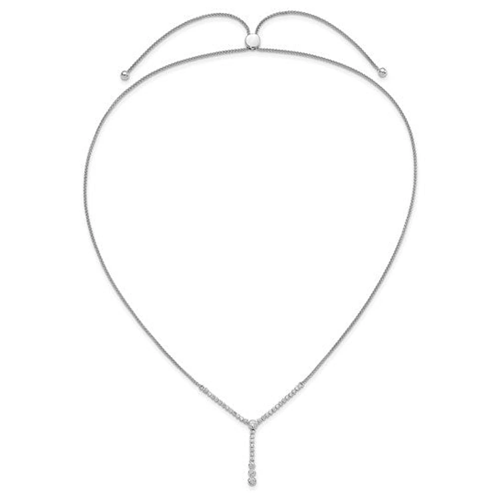 14kw 1.00cttw Lab Grown Diamond Tennis Style Bolo Necklace - Adjustable up to 20”