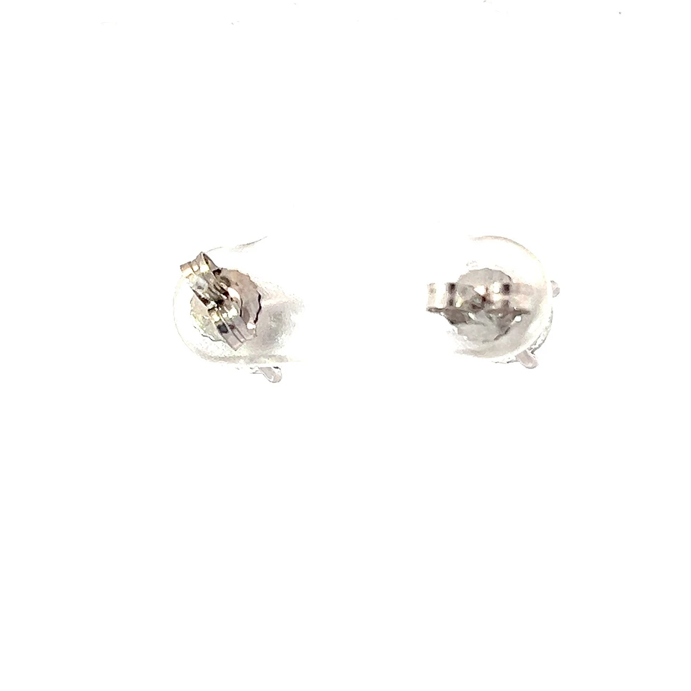 14K White Gold Lab Grown Round Brilliant Cut Diamond Solitaire Claw Set Style Earrings - Carat Total /
