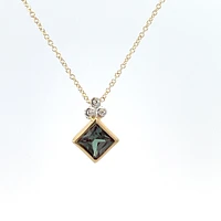 10K Yellow Gold Created Alexandrite and Diamond Necklace