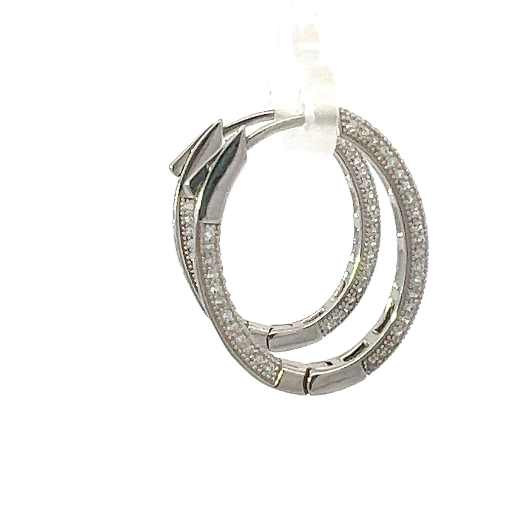925 Sterling Silver Cubic Zirconia Oval Huggies