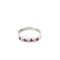 10K White Gold 0.02cttw Diamond with Ruby Ring