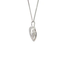 Sterling Silver 0.05cttw Diamond Heart Pulse Pendant, 18"