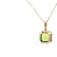 14K Yellow Gold 2.41cttw Peridot and 0.16cttw Diamond Necklace - 18 Inches