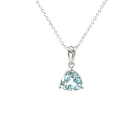 10K White Gold Blue Topaz Necklace - 18 Inches