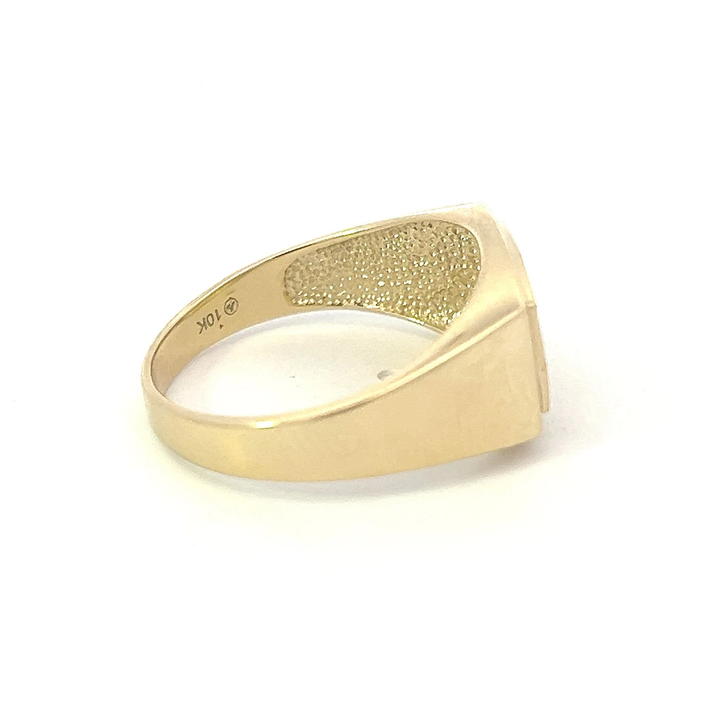 10K Yellow Gold 0.016cttw Diamond Gents Signet Ring, 10 - / 7