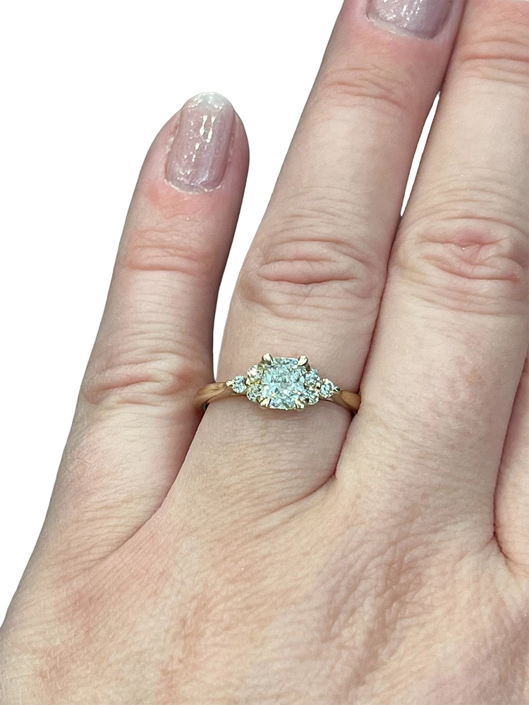 14K Yellow Gold 0.91cttw Lab Grown Cushion Cut Diamond Ring - /