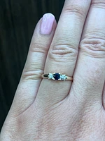 10K Yellow Gold Sapphire and Diamond 3 Stone Ring - Size 6