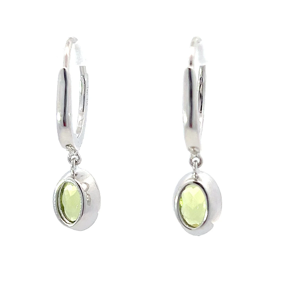 14K Gold Peridot and Diamond Earrings