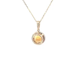 14K Yellow Gold 2.28cttw Citrine and 0.16cttw Diamond Pendant, 18"