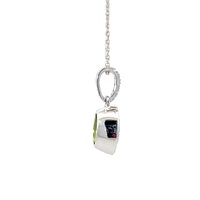 14K White Gold 1.35cttw Peridot and 0.06cttw Diamond Necklace - 18 Inches