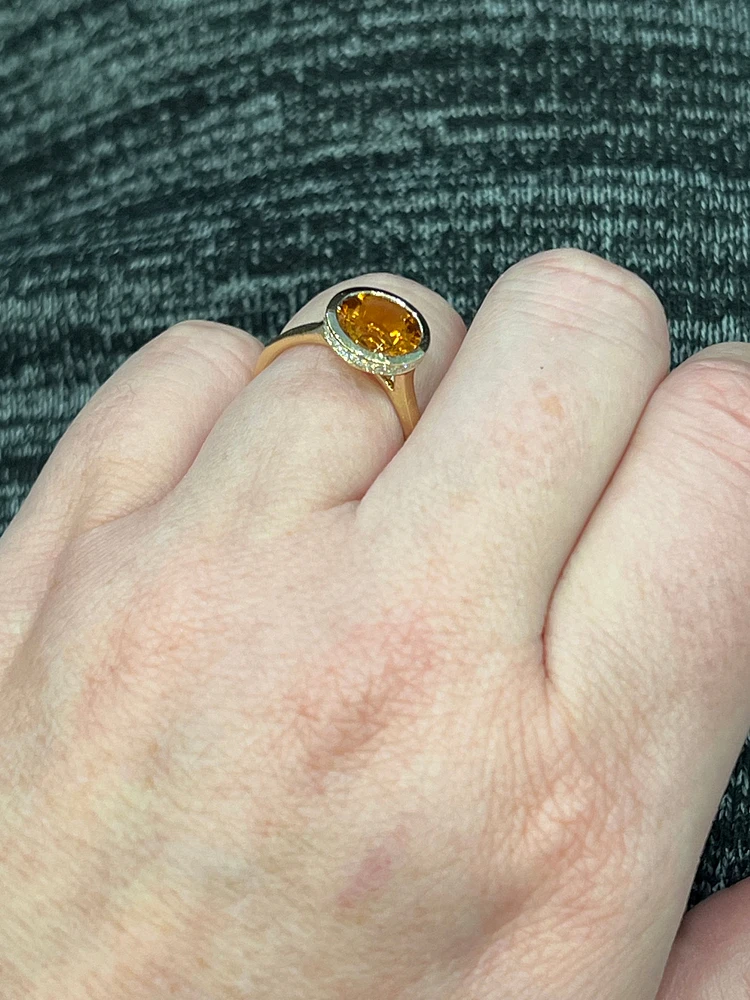 14K Yellow Gold 2.35cttw Citrine and 0.09cttw Diamond Ring - Size 7