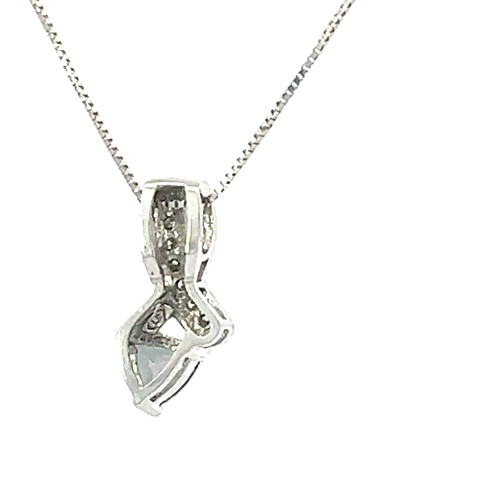10K White Gold Mystic Topaz and Diamond Pendant
