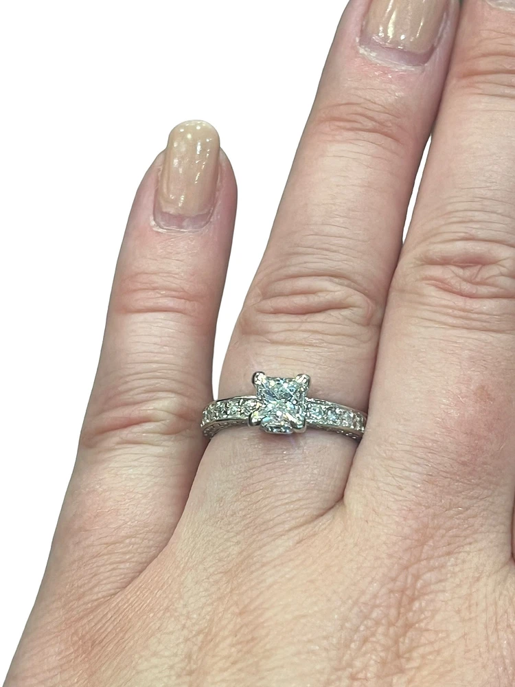 Previously Loved - 2.24cttw Princess Cut Diamond Engagement Ring Set