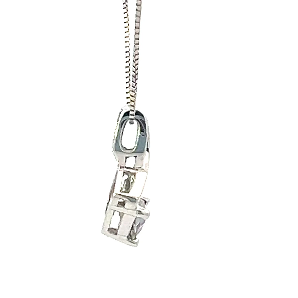 10K White Gold Mystic Topaz and Diamond Pendant