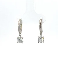 925 Sterling Silver Huggies with Dangling Cubic Zirconia