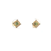 TRACKING - 10K Yellow Gold Peridot and Diamond Earrings
