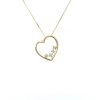10K Yellow Gold 0.02cttw Diamond Heart Pendant, 18"