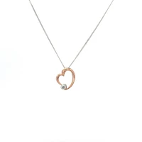 10K Rose & White Gold 0.01cttw Diamond Heart Pendant, 18"