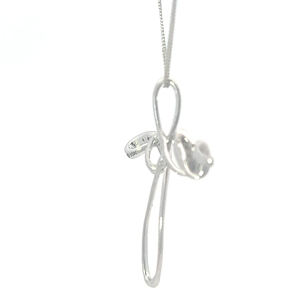 10K White Gold 0.06 cttw Diamond Cross Pendant, 18"