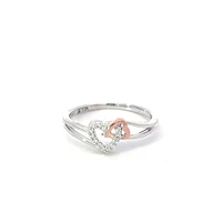 10K White Gold Heart Shape 0.054cttw Diamond Ring, size 6.5