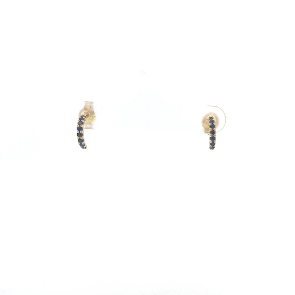 10K Yellow Gold Sapphire & Diamond Half Hoop Earrings