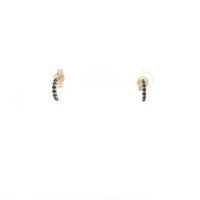 10K Yellow Gold Sapphire & Diamond Half Hoop Earrings