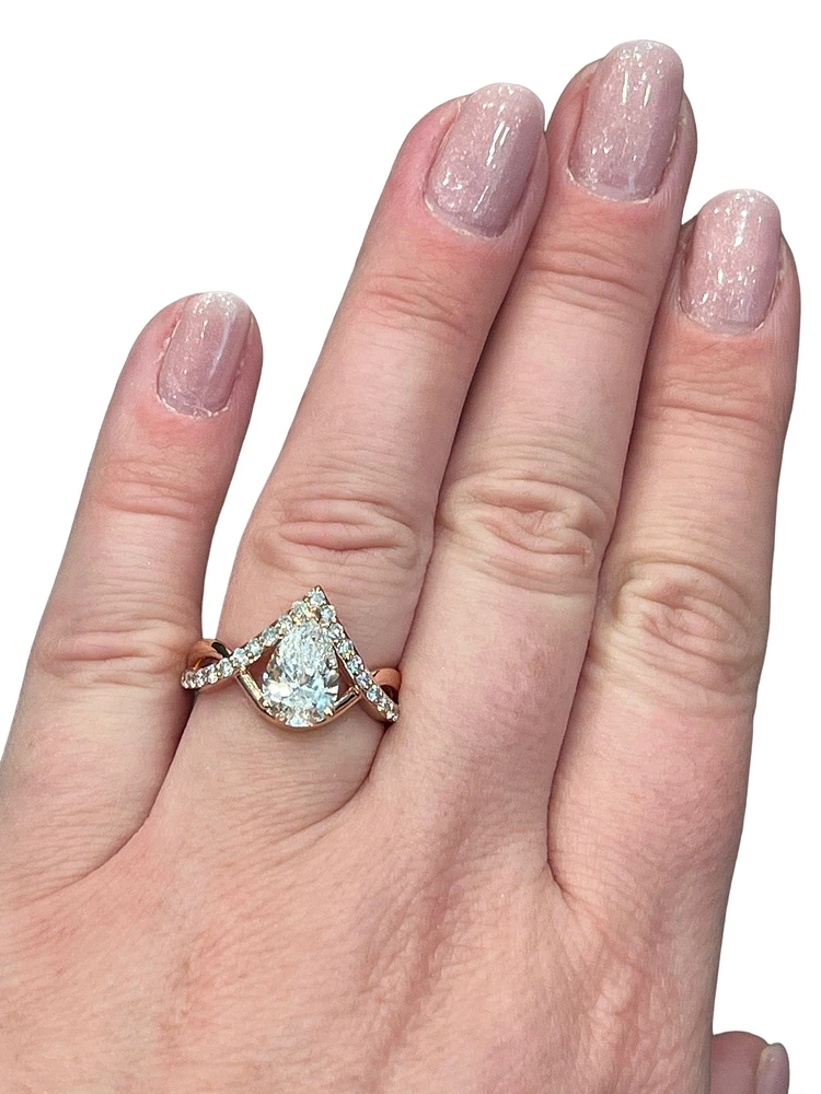 14K Rose Gold 2.17cttw Lab Grown Pear Cut Diamond Ring