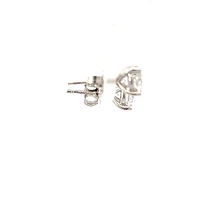 14K White Gold Lab Grown Round Brilliant Cut Diamond Solitaire Claw Set Style Earrings - Carat Total /