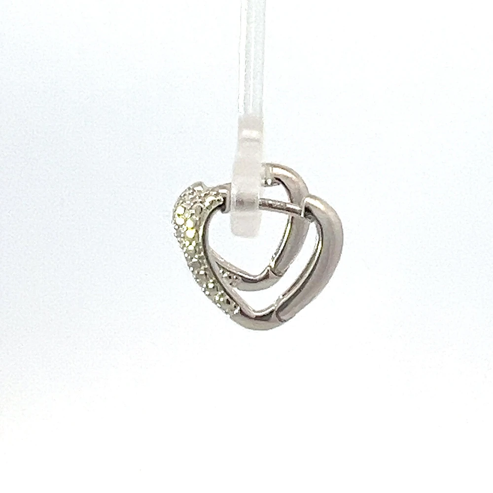 925 Silver Earrings Cubic Zirconia Heart Shaped Huggies