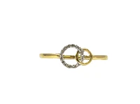 10K White & Yellow Gold 0.04cttw Diamond Double Circle/Eternity/Infinity Ring, size 6.5