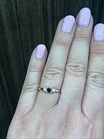10K Yellow Gold Sapphire and Diamond 3 Stone Ring - Size 6