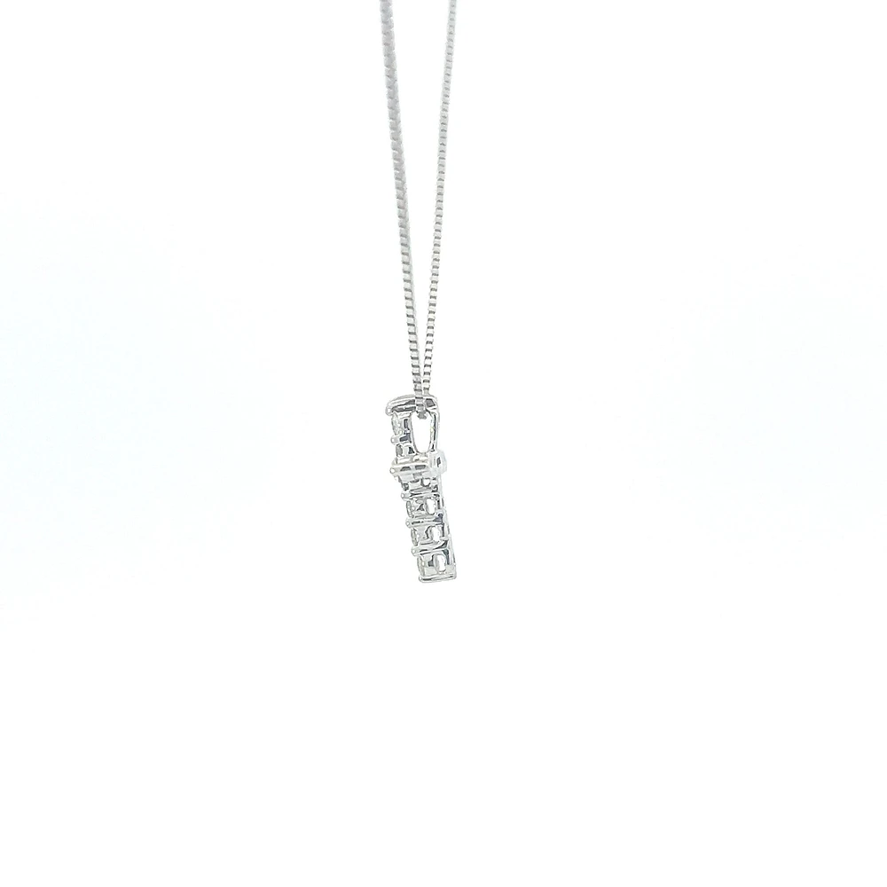 10K White Gold 0.15 cttw Diamond Cross Pendant, 18"