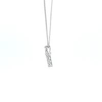10K White Gold 0.15 cttw Diamond Cross Pendant, 18"