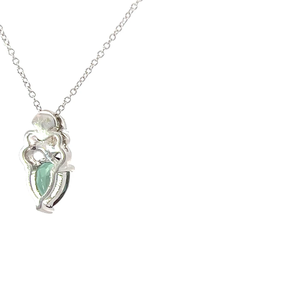10K Gold 7x5mm Pear Cut Created Alexandrite and 0.018cttw Diamond Necklace