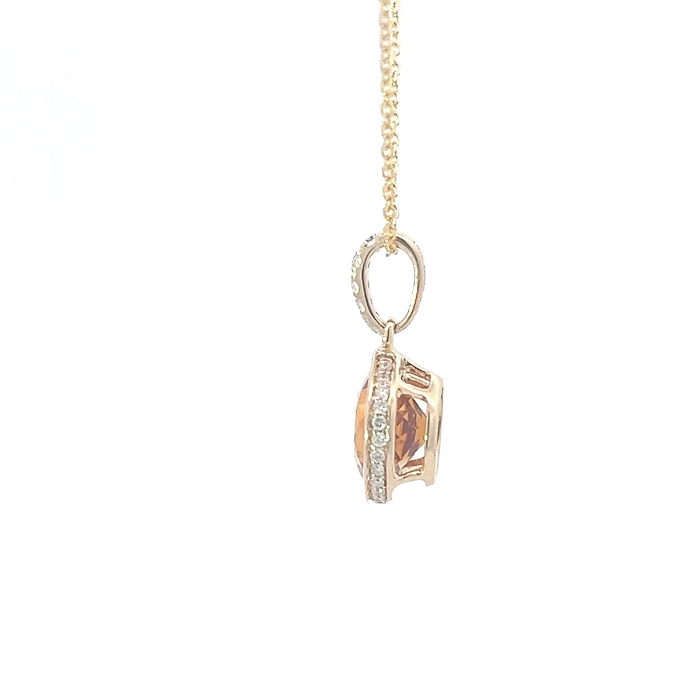 14K Yellow Gold 2.28cttw Citrine and 0.16cttw Diamond Pendant, 18"