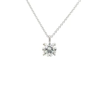 14K White Gold 2.11cttw Lab Grown Diamond Solitaire Necklace with Rolo Chain (Lobster Clasp) - Adjustable 16 - 18 Inches