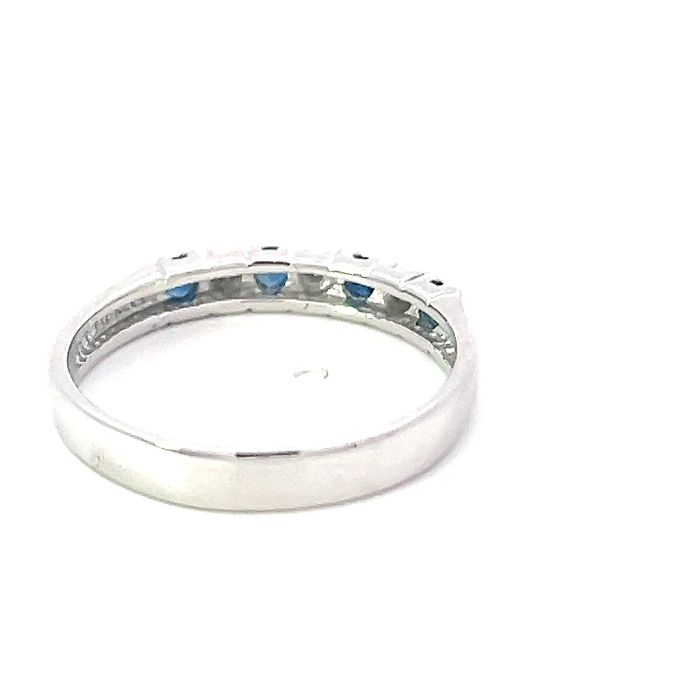 10K White Gold 0.02cttw Diamond with Sapphire Ring - Size 6.5