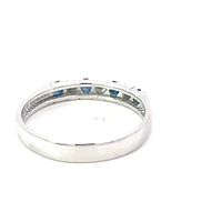 10K White Gold 0.02cttw Diamond with Sapphire Ring - Size 6.5